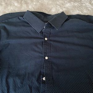 Blue polka dot button down